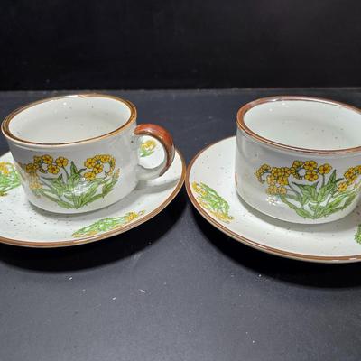 5 wild flower Cups and Saucers