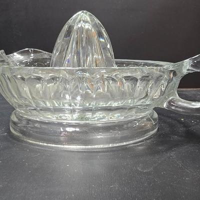 Two vintage Clear Glass juice reamers