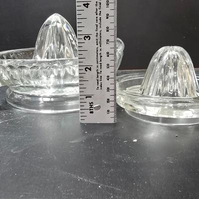 Two vintage Clear Glass juice reamers