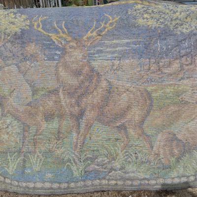 Large Antique velvet wall hanging Elk tapestry