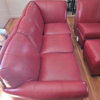Smith Brothers Red Leather Sectional Couch (LR-EL)