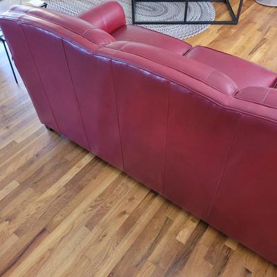 Smith Brothers Red Leather Sectional Couch (LR-EL)
