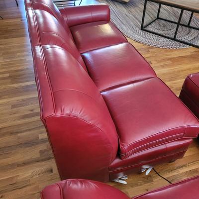 Smith Brothers Red Leather Sectional Couch (LR-EL)