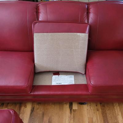 Smith Brothers Red Leather Sectional Couch (LR-EL)
