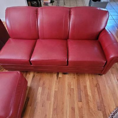 Smith Brothers Red Leather Sectional Couch (LR-EL)