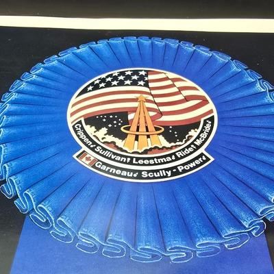 RARE! Rockwell International Space Transportation Mission 41-6 Makes us #1 Poster with We came in Peace space book