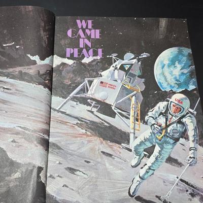 RARE! Rockwell International Space Transportation Mission 41-6 Makes us #1 Poster with We came in Peace space book