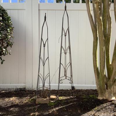O668 Pair of Outdoor Metal Topiaries