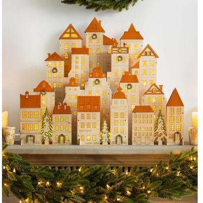 A753 Like New in Open Box Balsam Hill Lit Old Town City Scape