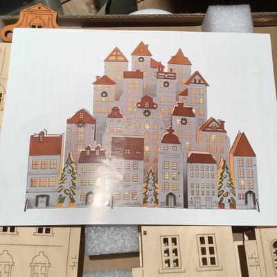 A753 Like New in Open Box Balsam Hill Lit Old Town City Scape