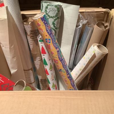 A754 Lot of Holiday Wrapping Paper and Bows