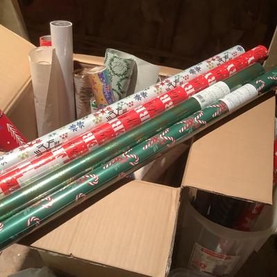 A754 Lot of Holiday Wrapping Paper and Bows