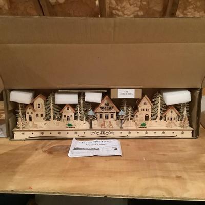 A757 Balsam Hill Wooden Lit Mantel Village