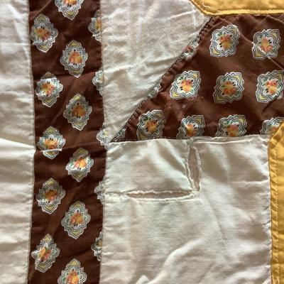 UBL768 Vintage Handmade Yellow and Brown Star Quilt