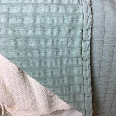 UBL773 Elillen Fisher Light Teal Green Cotton Coverlet