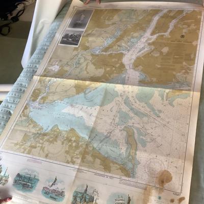 UBL775 Large Lot of Nautical Charts/Maps NY, Martha’s Vineyard, Chesapeake Bay