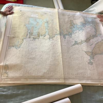 UBL775 Large Lot of Nautical Charts/Maps NY, Martha’s Vineyard, Chesapeake Bay