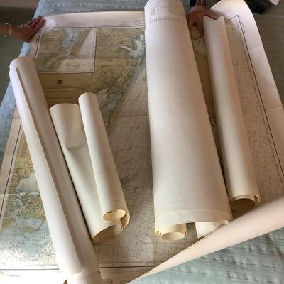 UBL776 Large Lot of Rolled Nautical Maps 1983 Fenwick Island