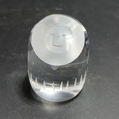 Vintage Hadeland Inuit Eskimo Crystal Glass Paperweight