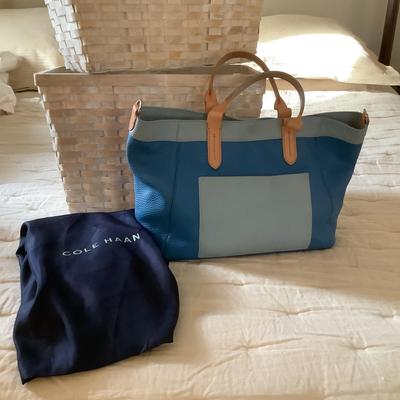 M788 Two Toned Blue COLE HAAN Leather Handbag