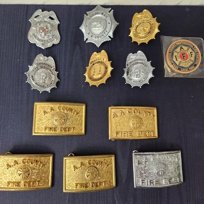 Collection of Anne Arundel Fire Department Belt Buckles