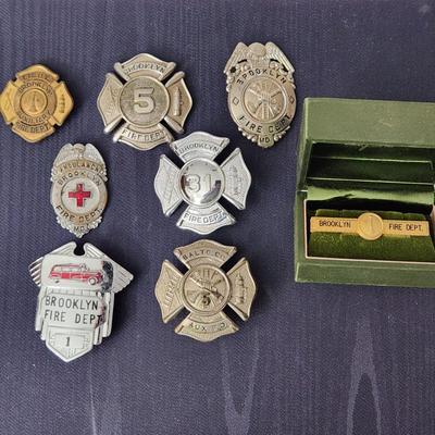 Collection of Baltimore Brooklyn Fire Department Badges Tie Clip