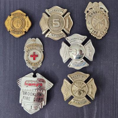 Collection of Baltimore Brooklyn Fire Department Badges Tie Clip