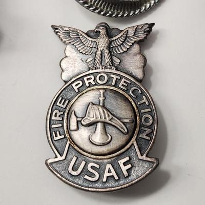 Lot of 4 Vintage Badges ROTC A.D.T. Fire Protection USAF Fire Department