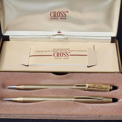 Cross Gold Filled Pen & Mechanical Pencil Set with Case & Booklet