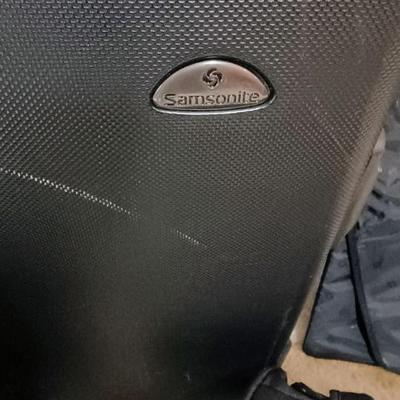 SMALLER SAMSONITE SUITCASE AND 2 SOFT BAGS PLUS NAME TAGS