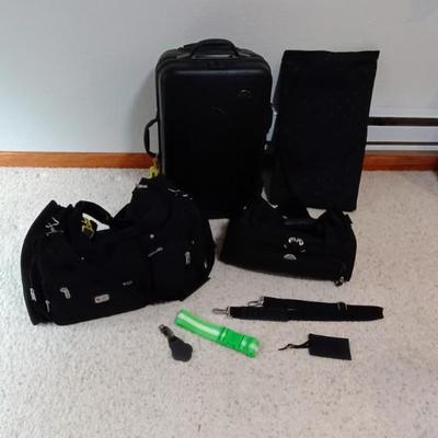 SMALLER SAMSONITE SUITCASE AND 2 SOFT BAGS PLUS NAME TAGS