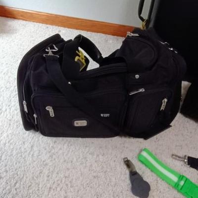 SMALLER SAMSONITE SUITCASE AND 2 SOFT BAGS PLUS NAME TAGS