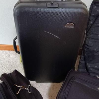 SMALLER SAMSONITE SUITCASE AND 2 SOFT BAGS PLUS NAME TAGS