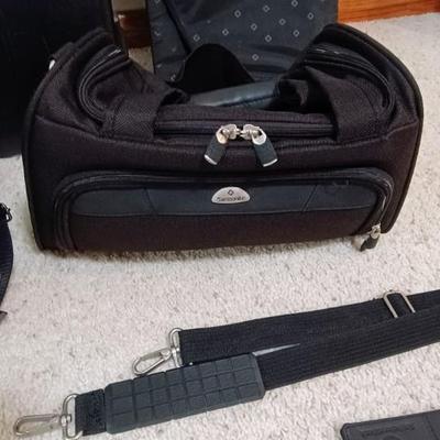 SMALLER SAMSONITE SUITCASE AND 2 SOFT BAGS PLUS NAME TAGS
