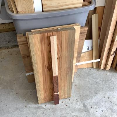G870 Lot of Scrap Wood with Garbage Can