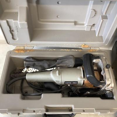 G874 Porter Cable Tool Lot , Belt Sander,Plate Jointer, Drill 2 Lithium Batteries