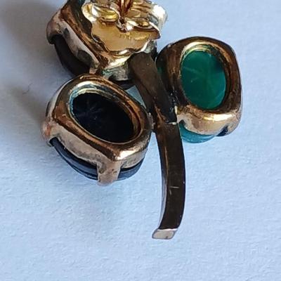 Assortment of 14k Marked Jewelry - 14k Big ben tower - 14k Fluted circle earrings - and a single gemstone earring