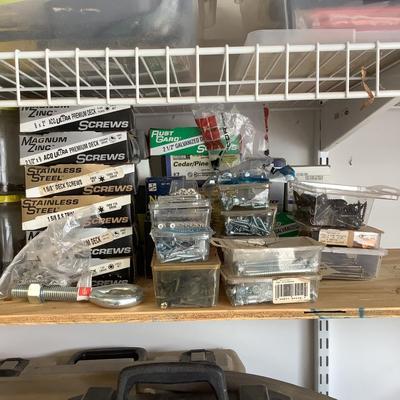 G889 Large Lot of Hardware in Jars and Boxes