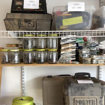 G889 Large Lot of Hardware in Jars and Boxes