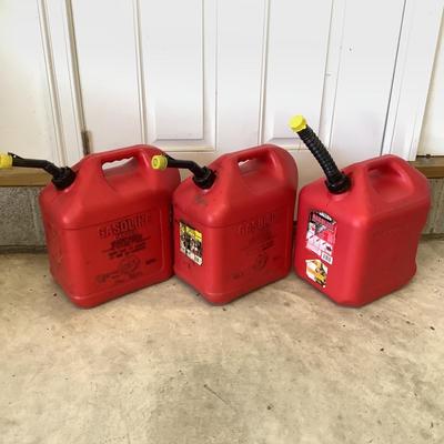 G918 Lot of Three Red 5-Gal Gasoline Containers