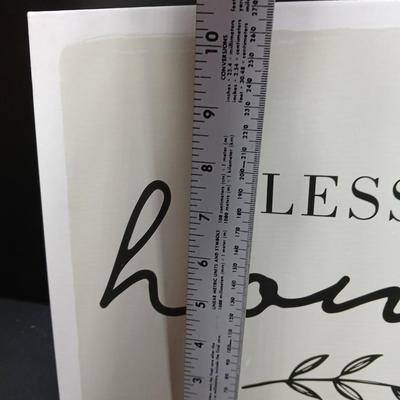 Rustic wooden Hopes & Blessings box with Bless this home wall hanging, stay rooted in Faith, and wooden Jesus wall art