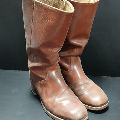 Men's FRYE Size 12 leather cowboy boots with Goodyear heel