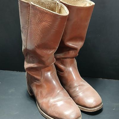 Men's FRYE Size 12 leather cowboy boots with Goodyear heel