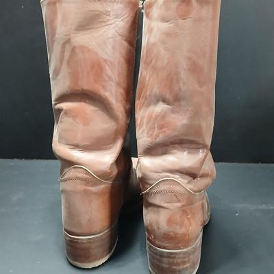 Men's FRYE Size 12 leather cowboy boots with Goodyear heel