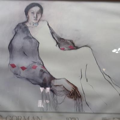 R.C. Gorman print signed Native American poster -framed wall art