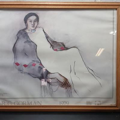 R.C. Gorman print signed Native American poster -framed wall art
