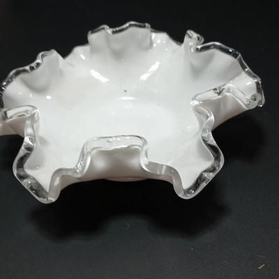 Fenton SILVER CREST Milk Glass Round Double-Crimped Bowl