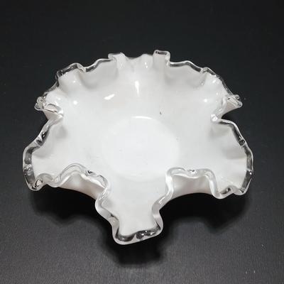 Fenton SILVER CREST Milk Glass Round Double-Crimped Bowl