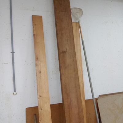 Walnut and Oak on back wall in garage