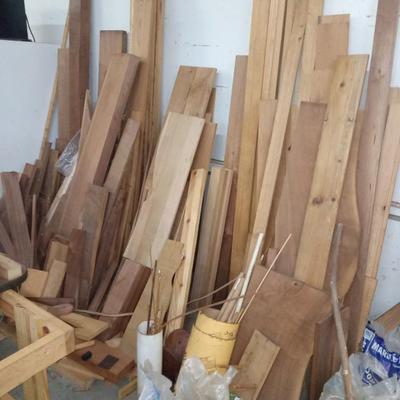 Walnut and Oak on back wall in garage
